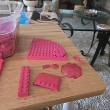 Medium Pink Bulk Bricks and Plates. 2LB. over 200 Pieces