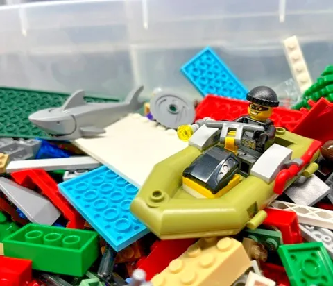LEGO Bulk Lot 5 lbs - Includes Robber Minifig, Boat, and Shark