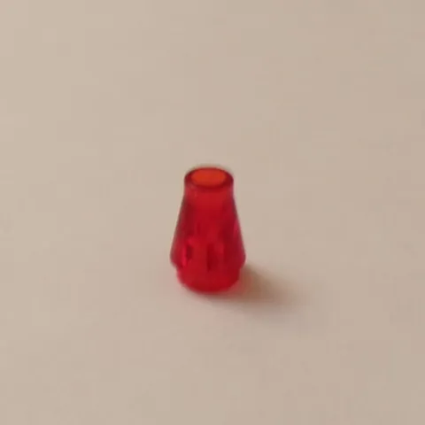 Lego x1 Translucent Red 1x1 Cone With Top Groove, 4589 (028-266)