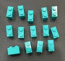 LEGO Lot 14 Brick Part 3004 Dark Turquoise 1x2 Replacement Bricks