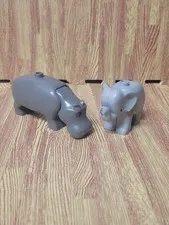 lego duplo figure Hippo & Elephant baby 3.5" long slate gray