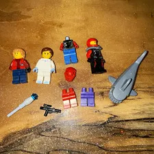 LEGO Minifigures Lot (3) w/ Accessories, Extra Parts, Weapons & Gray Shark