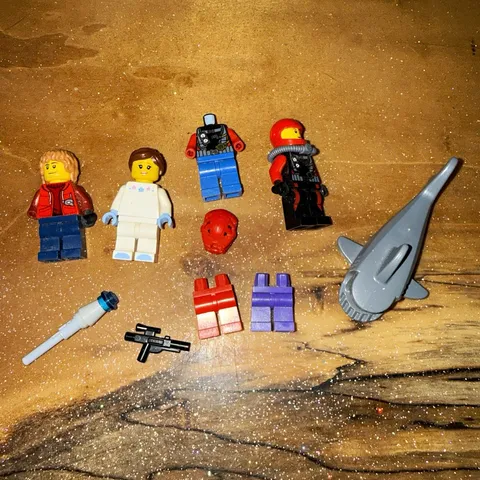 LEGO Minifigures Lot (3) w/ Accessories, Extra Parts, Weapons & Gray Shark