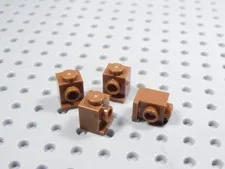 LEGO Lot of 4 Reddish Brown 1x1 Bricks w/ Headlight Stud AY