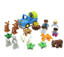 LEGO DUPLO Animal Lot Camping Bear Deer Fox Rabbits Car Family Campfire Figures