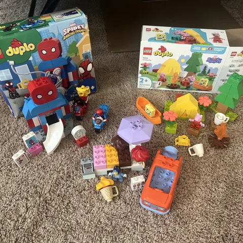 LEGO DUPLO Disney Jr Lot: Peppa Camping Trip, Bluey Ice Cream Trip, Spidey HQ