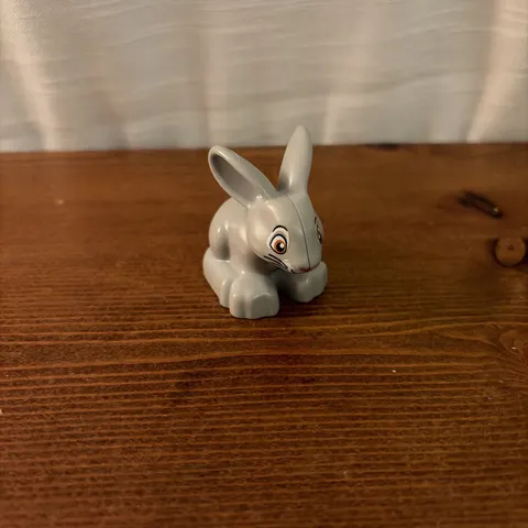 Lego Duplo GRAY BUNNY RABBIT w/ PINK NOSE Animal Zoo THUMPER PET Easter Part