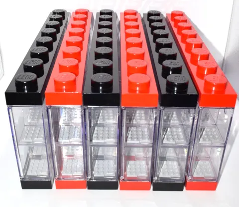 Official LEGO Minifigure Display Case 16 Lot 6 Red Black 91 Plates No Minifigs