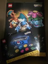 LEGO Pokemon Charizard Blastoise Venusaur & Bonus Kanto Badge Set In Hand