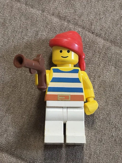 Lego Pirate Minifigure Minifig Figure Blue & White Stripes Red Bandana Pirates