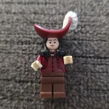 LEGO Pirate Captain Minifigure Red Tricorn Hat Feather Brown Outfit