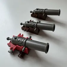 Vintage LEGO Pirates Cannon Lot 3 Gray Cannons Brown Red Carriages Original
