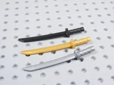 LEGO Lot of 3 Katana Swords Weapon Black Gold Flat Silver Minifig AZ