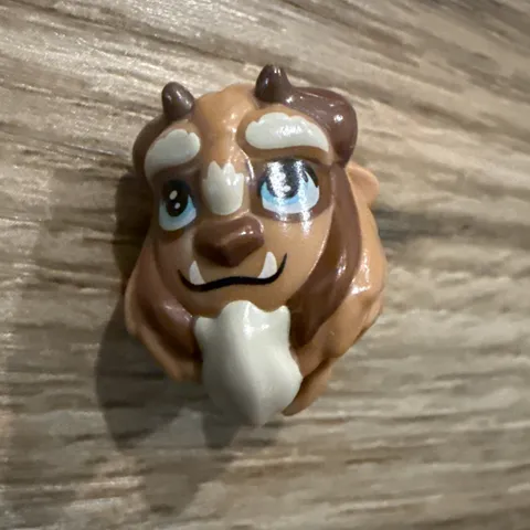 LEGO Minifigure Beast Mask Headgear w/ Brown Horns Blue Eyes Tan Beard 