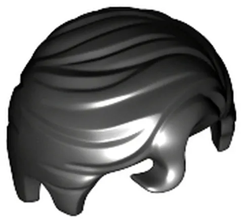 LEGO Black Minifigure, Hair Swept Right with Front Curl 98726 Used Genuine