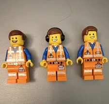 LEGO The LEGO Movie Emmet Minifigure Lot of 3 Different faces