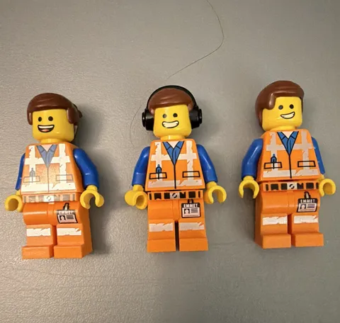 LEGO The LEGO Movie Emmet Minifigure Lot of 3 Different faces