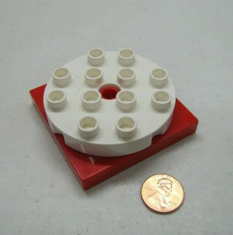 Lego Duplo RED & WHITE TURNTABLE SWIVEL Turn Table BLOCK Specialty Part 