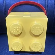 LEGO Storage Box Yellow Brick with Red Handle