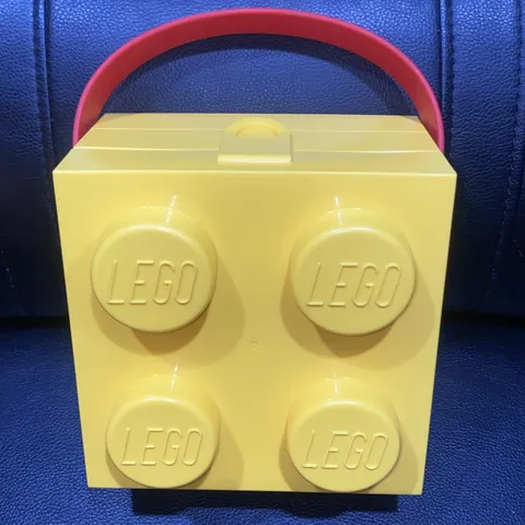 LEGO Storage Box Yellow Brick with Red Handle