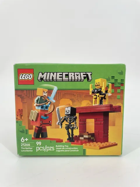 LEGO Minecraft The Nether Lava Battle 21266 Set, 99 Pieces, 6+, Alex, Blaze