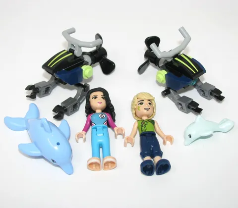 LEGO Dolphin Mom & Baby Dolphin Friends Bright Light Blue & Aqua 2 minifigures
