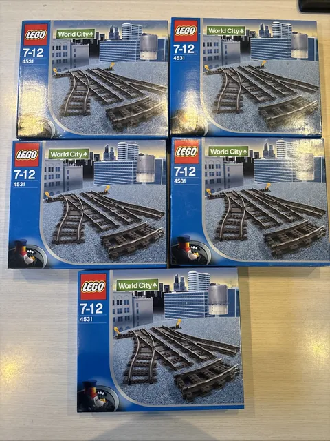 New Lego 4531 9 Volt Train Switch Track Sealed Boxes Lot Of 5