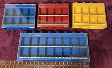 Lego 4 Yellow Red Blue Display Cases  Stackable & Wall Mountable