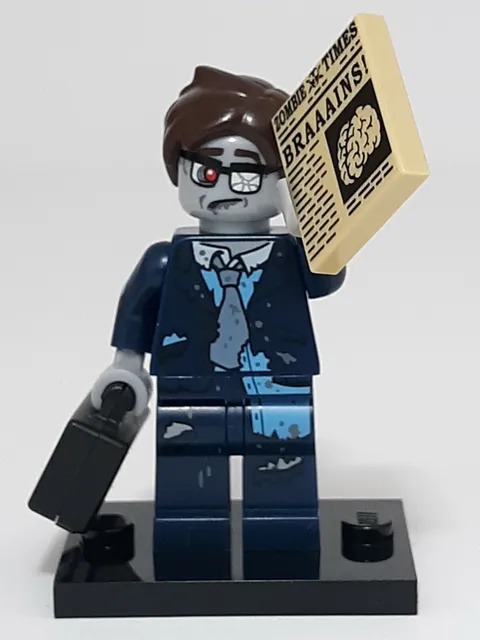 Lego Zombie Businessman Col14-13 Series 14 Minifigure W Stand Accessories
