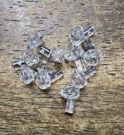 LEGO Trans-Clear Bar 1L with Angled Hollow Stud QTY 10. Part No. 65578.