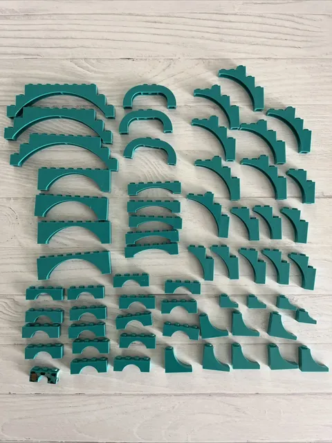 LEGO LOT DARK TURQUOISE 61 PCS 1X12 1X8 1X6 ARCH ARCHES BRANCH VARIETY