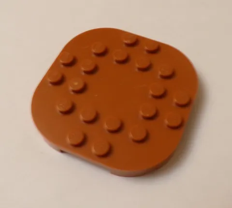 Lego x1 Dark Orange 6x6 Modified Plate, Rounded Corners, 4 Feet, 66789 (028-221)