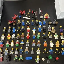 LEGO 63 Minifigure Lot With Accessories, Police, Criminals, Drivers, City, Space