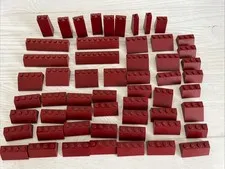 LEGO LOT DARK RED 56 PCS 2X4 3X4 2X8 BRICK SLOPE VARIETY BUILDING PIECES
