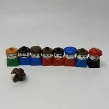 Vintage LEGO Duplo Square People Figures Lot of 8 Fireman Sailor 1970s 1980s