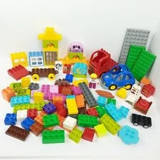 Lego Duplo Mixed Lot Of 88 Pcs Building Blocks Figure Police Car Fire Truck Food