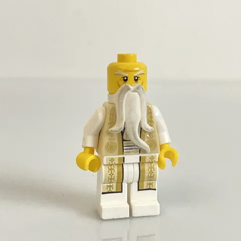 Lego Mini Figure Sensei Wu Gold Tan Robe - No Hat. See Photos