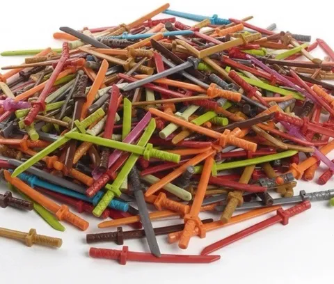 Lego Ninjago Assortment of Colored Katana Sword Lot (count of 50)