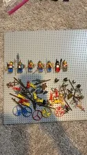 LEGO Castle Knights Minifigure & Accessories Lot w/ Weapons Shields Helmets