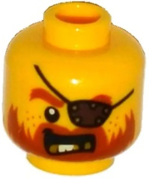 LEGO® Part 3626pb1304 - Head Beard Dark Orange, Gold Teeth, Eye Patch Pattern