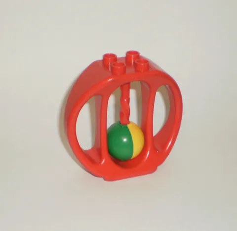 Lego DUPLO Set 2015 Red Rattle Teether w/Green & Yellow Ball