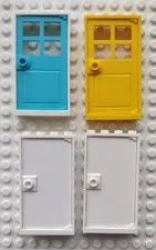 Lego White Yellow Blue 1x4x6 door frame with door x4