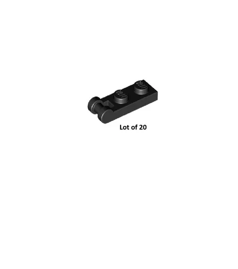New LEGO Black Plate Modified 1 x 2 w/ Bar Handle on End 20 Piece 60478