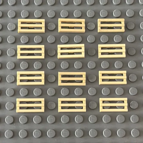 Lego Lot Tan 2412b Tile Special 1 x 2 Grille with Bottom Groove (lot of 12)