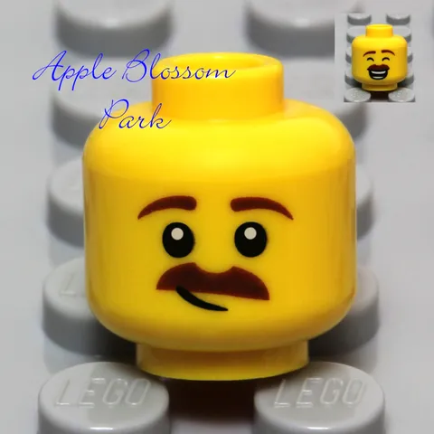 NEW Lego Big Grin MINIFIG HEAD Big Happy Smile Male w/Brown Beard Mustache Hair