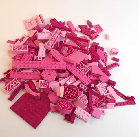 LEGO Parts - Assorted Pink Bulk Pieces - QTY 200 (8oz)