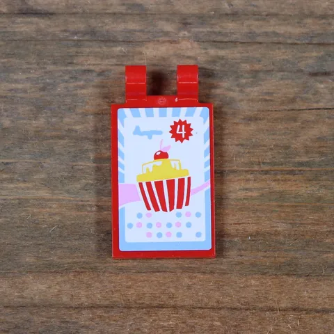 LEGO Friends Tile Modified 2 x 3 with 2 Clips with Cupcake Pattern 30350pb024