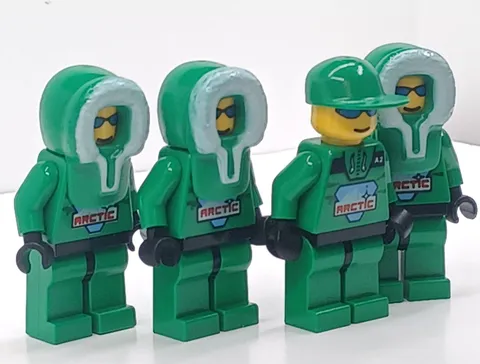 Lego City Arctic Explorer Green Minifigures w/ Parka  Arc008 & arc007 lot of 4