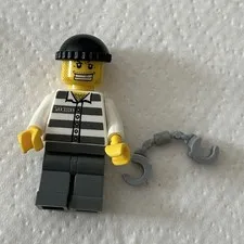 2005 Lego City Police Prisoner 50380 Mini Figure & Handcuffs Gold Tooth Cty0007