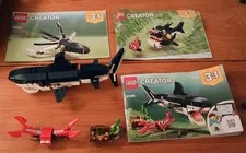 LEGO Creator 3 in 1 Deep Sea Creatures 31088 Shark Squid Complete Manuals
